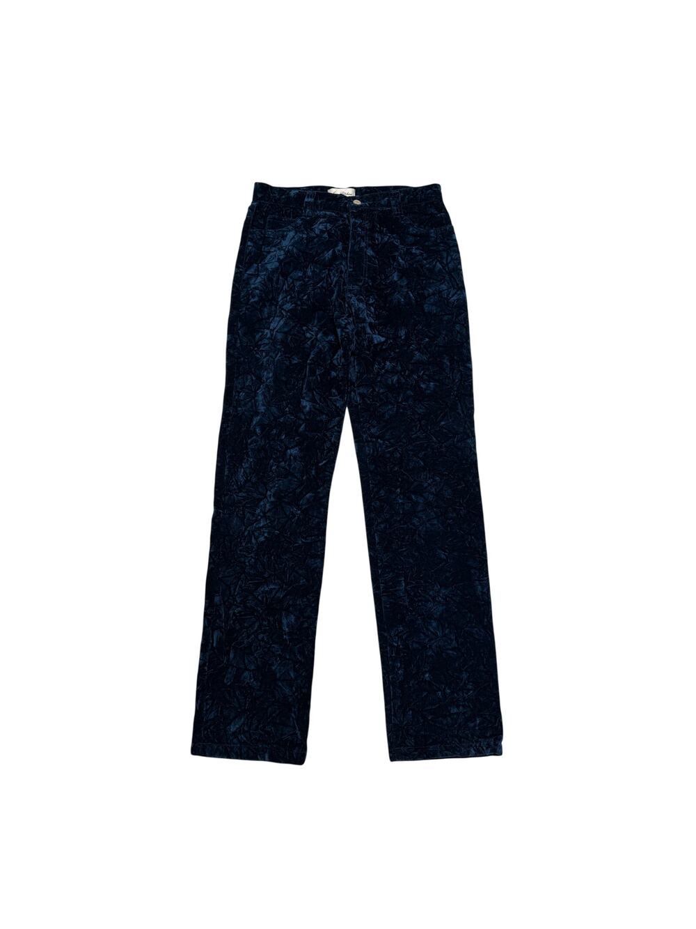 Jaco Pitchon Low Rise Velvet Burnout Trousers Womens 32 Blue Whimsigoth Vintage
